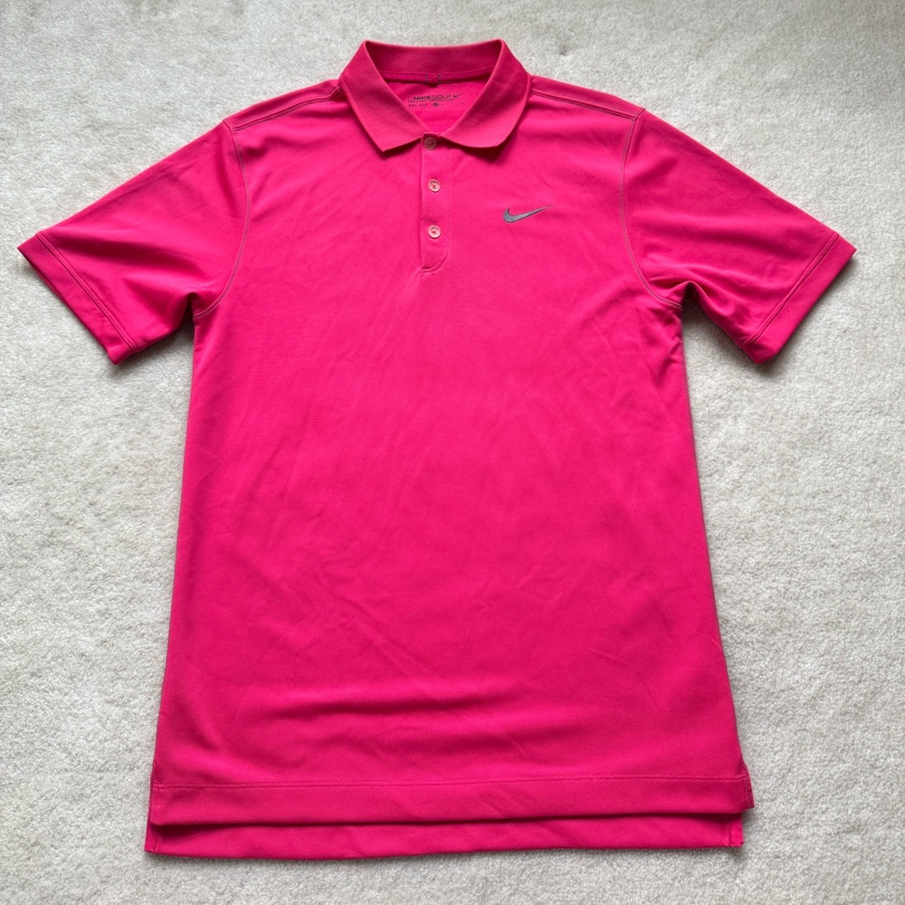 Nike Men's Bright Pink Polo Shirt